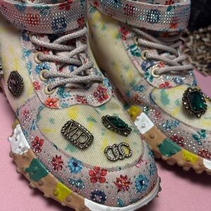 Floral Women’s Shoes with Gem Accents